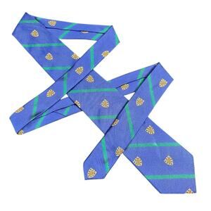 Polo Ralph Lauren Repp‎ Tie Crest Striped Italian Silk Handmade Blue Green Dress